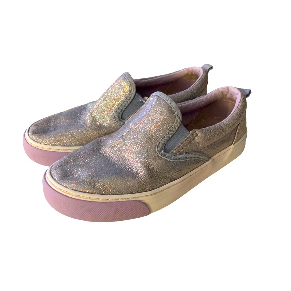 Girls Old Navy Purple Iridescent Slip on shoes, size 13